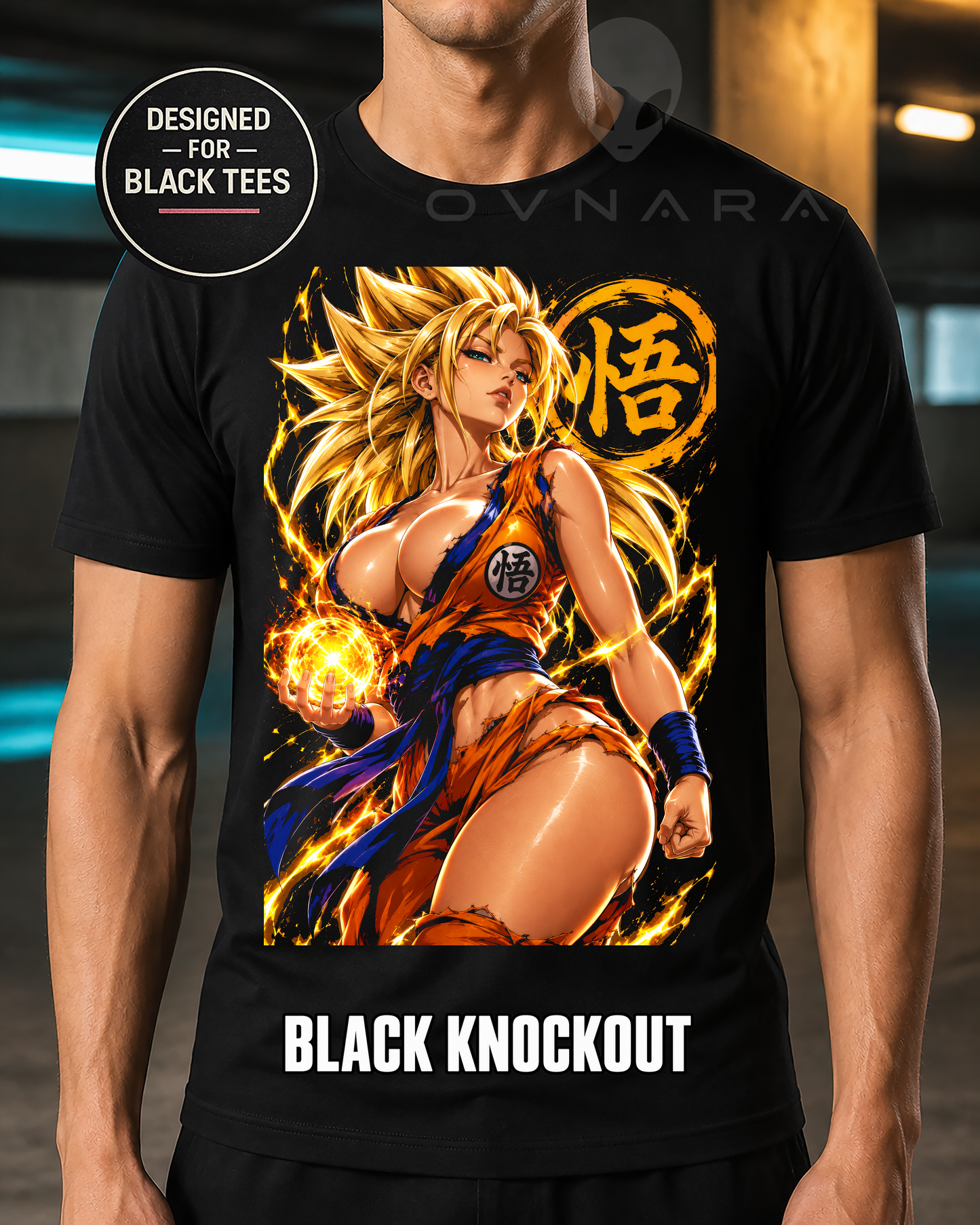Golden Energy Warrior Anime T-Shirt – Halftone or Black Knockout