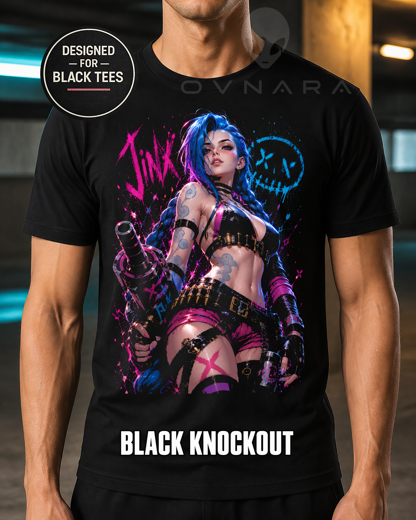 Neon Punk Rebel Anime T-Shirt – Halftone or Black Knockout