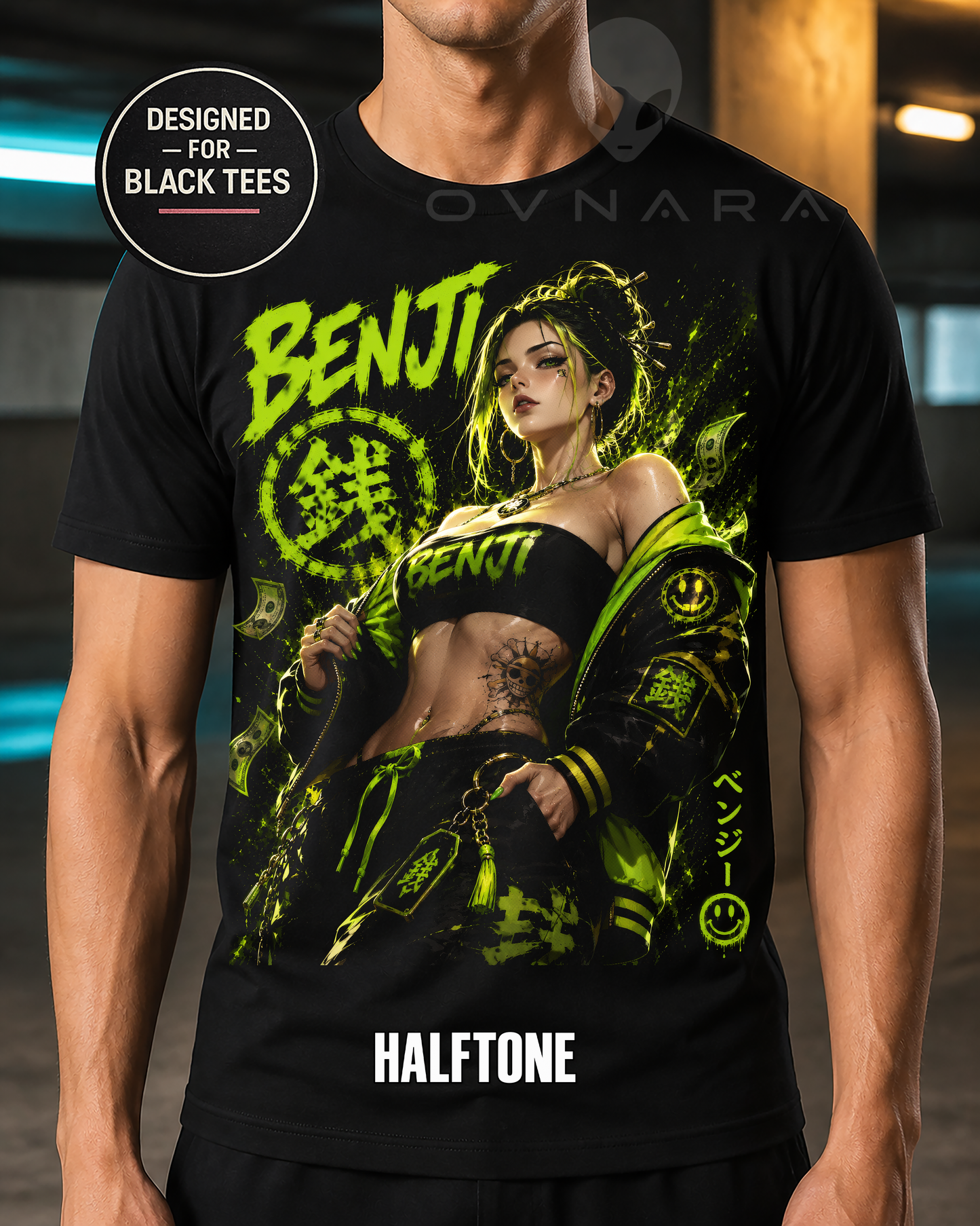 Neon Street Rebel Anime T-Shirt or DTF Transfer – Halftone