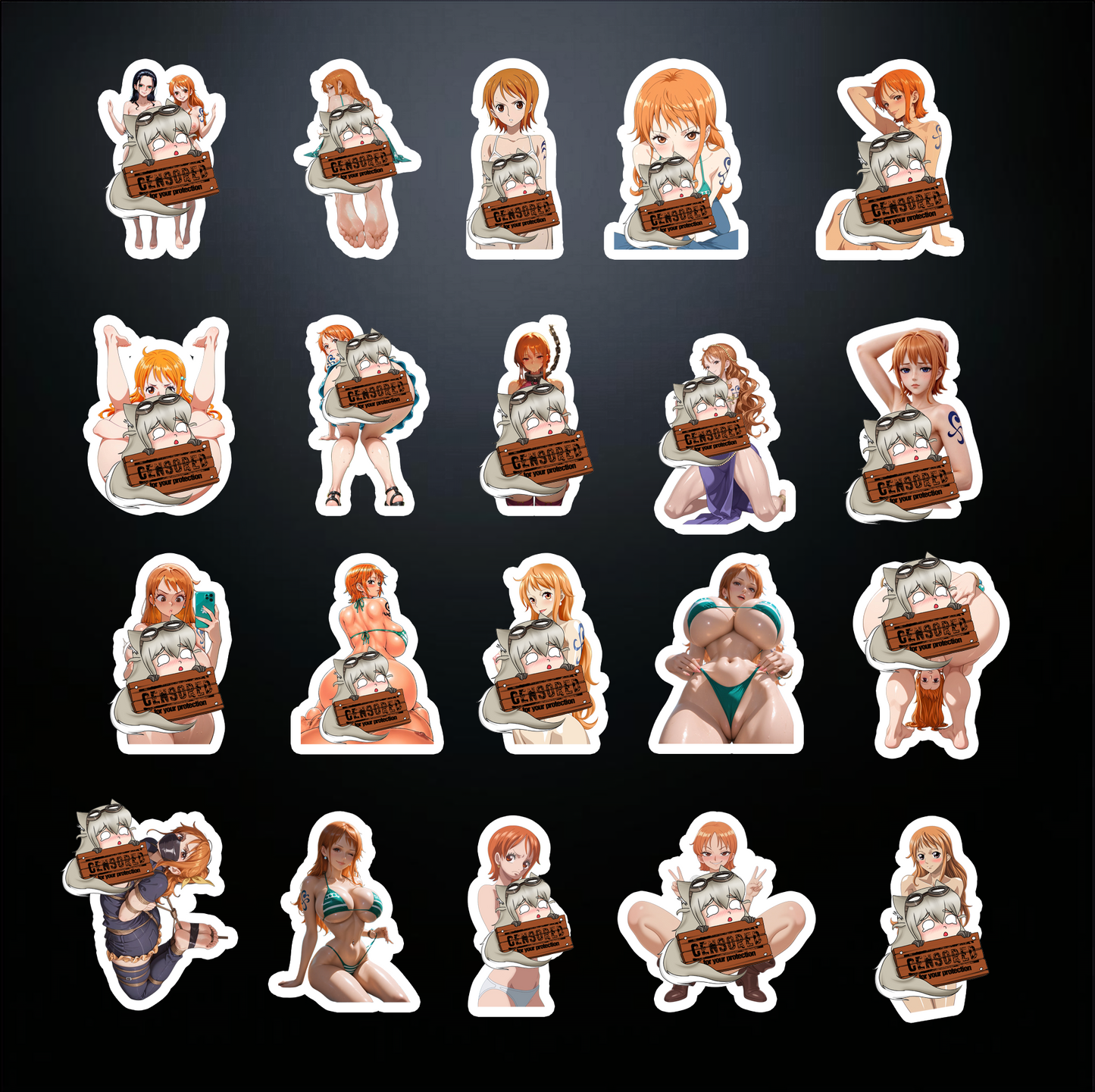 One Piece NSFW Sticker Pack – 20 Laminated Explicit Anime Stickers (2 Inch Set)