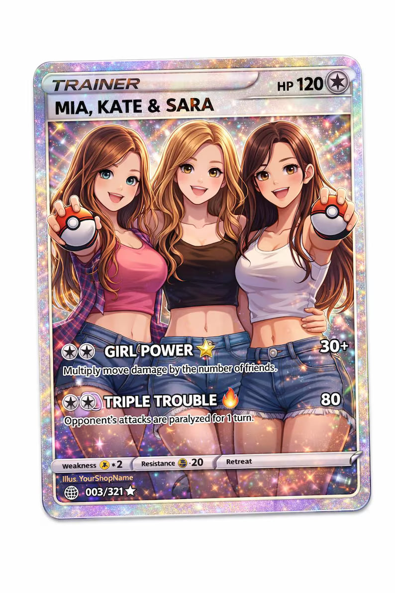 Custom Anime Trainer Card From Your Photo – Personalized 4-Inch Sticker