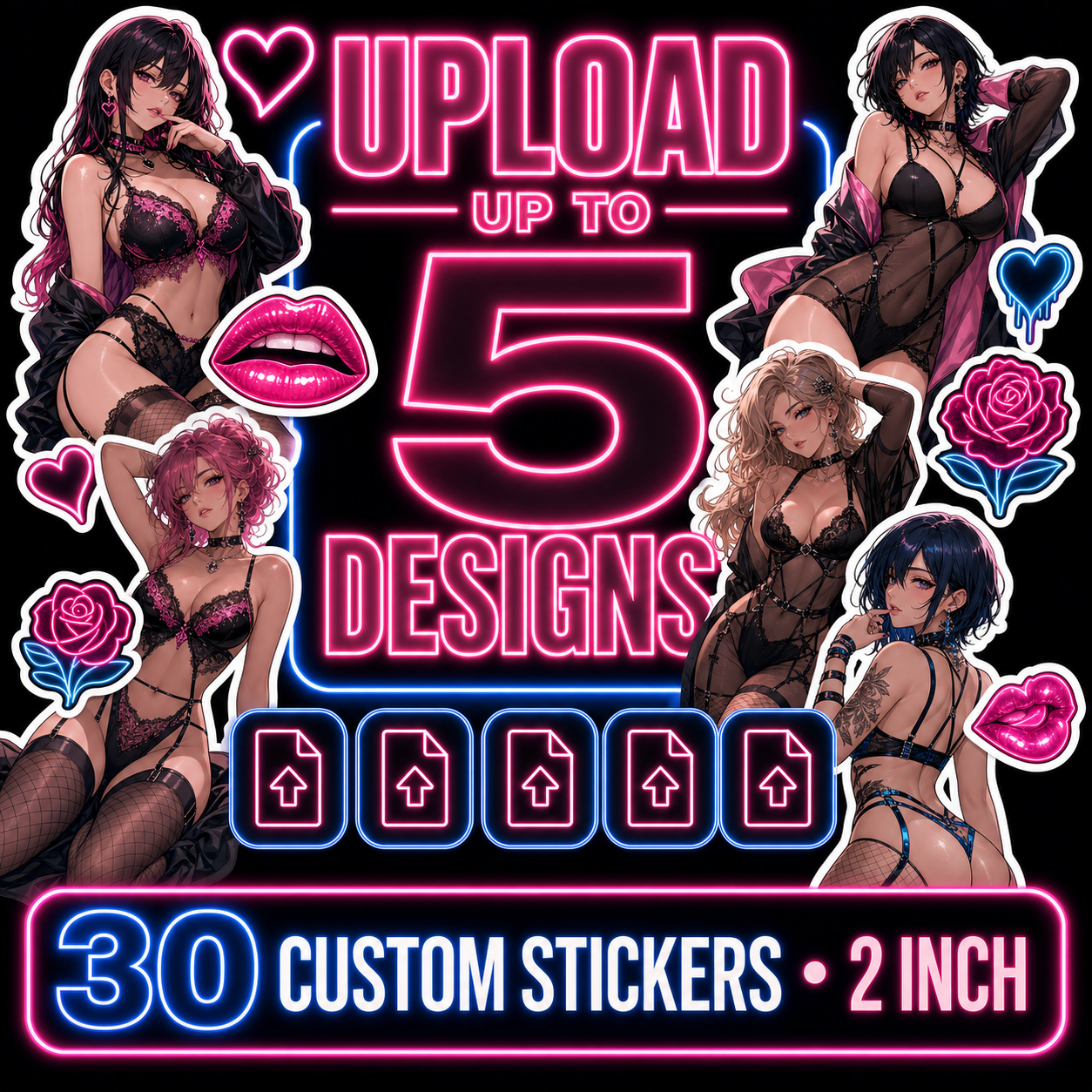 30 Custom Stickers (2 Inch) – Upload Up to 5 Designs