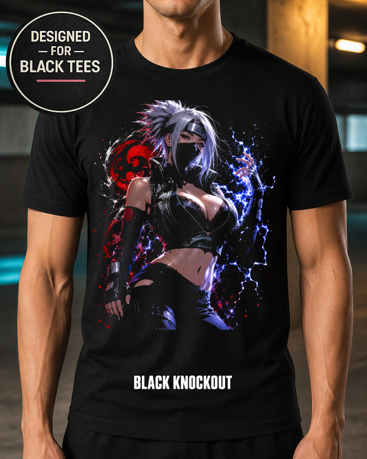 Female Kakashi Hatake Anime T-Shirt – Halftone or Black Knockout