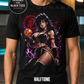 Dark-Haired Saiyan Warrior Anime T-Shirt – Halftone or Black Knockout