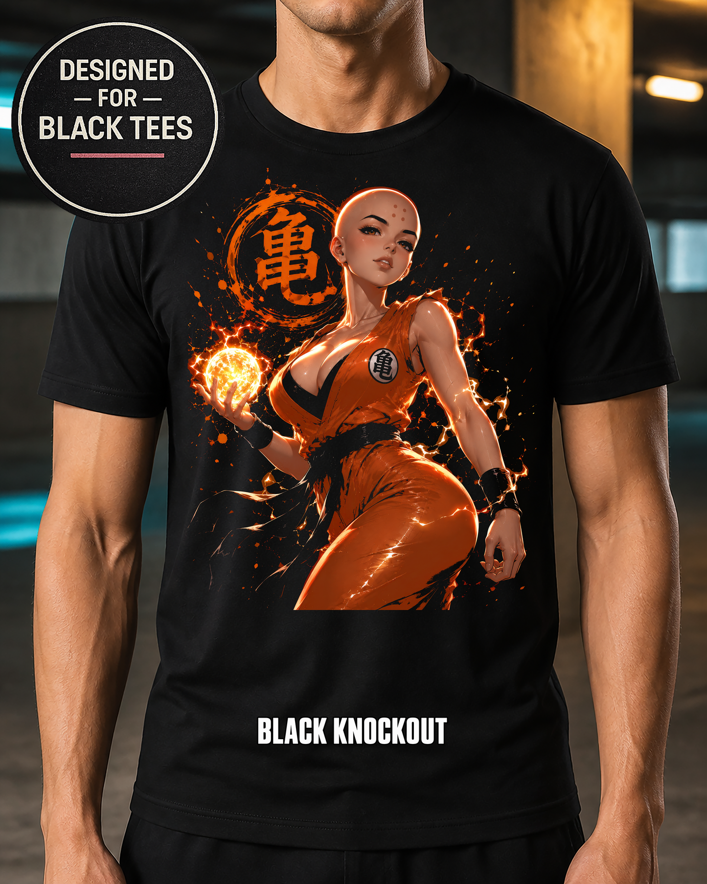 Martial Arts Warrior Anime T-Shirt – Halftone or Black Knockout