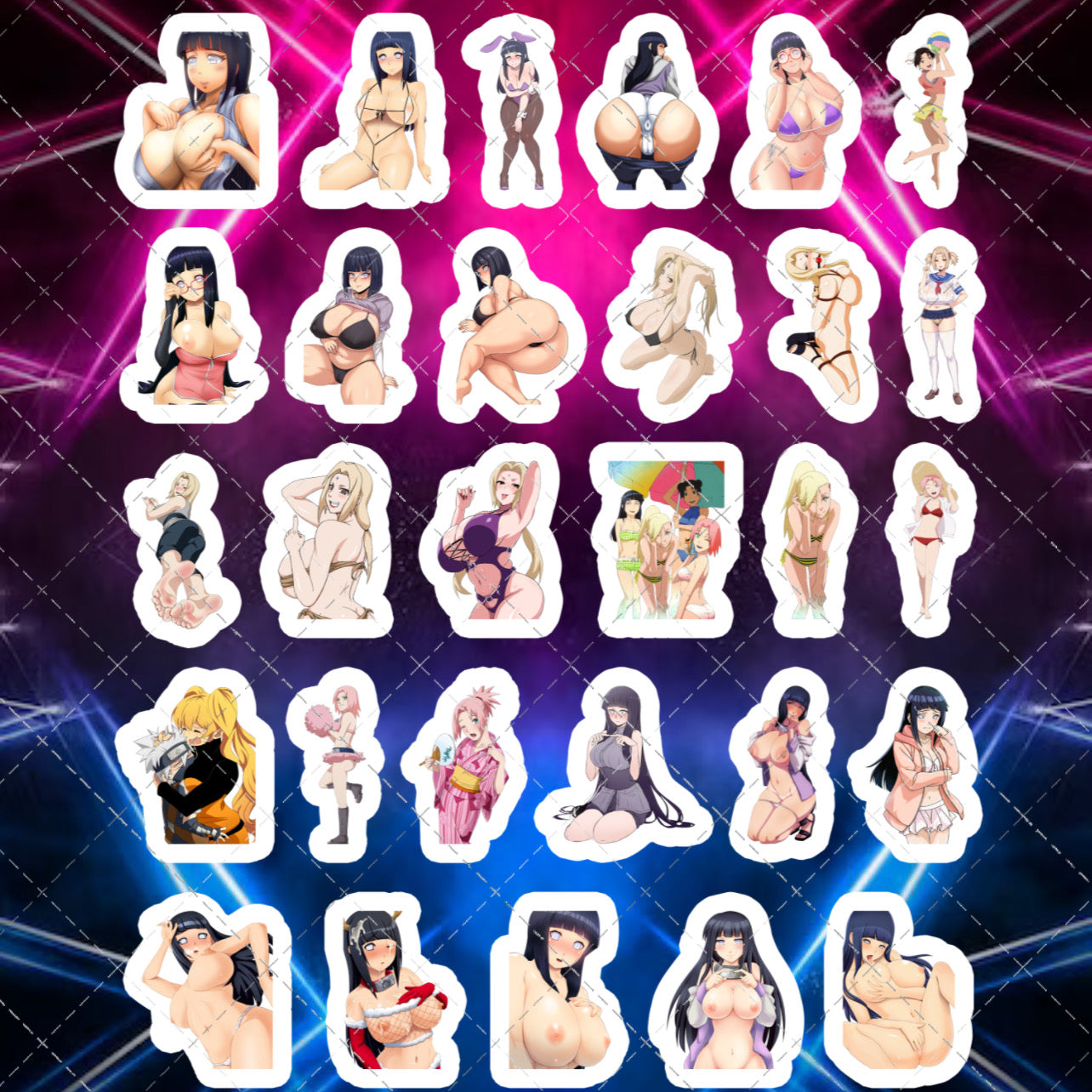 (1.5 Inches)Anime vinyl sticker package #13 ,Naruto Shippuden, hinata, sakura, ino, tsunade, ten-ten,(hentai) NSFW