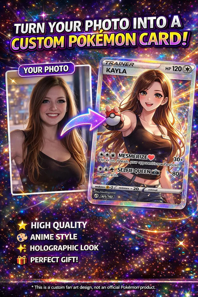 Custom Anime Trainer Card From Your Photo – Personalized 4-Inch Sticker