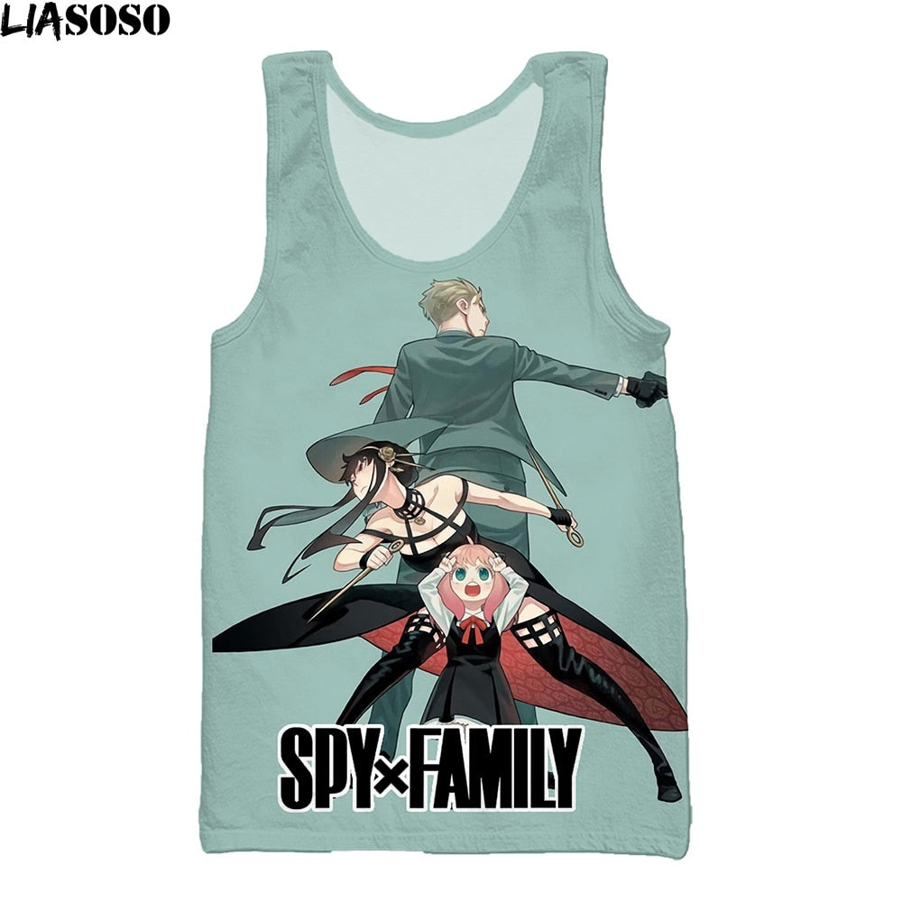 LIASOSO New Japan Anime Sleeveless vest Spy x Family 3D Print Men Women Fashion Streetwear O-Neck Tank top Harajuku Top Clothing