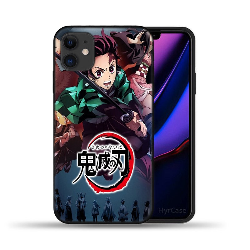 Demon Slayer Japan Anime Phone Case For iPhone 11 12 Pro Max X XS XR 6 6S 7 8 Plus 5S SE 2020 12Pro 12Mini Black Silicone Cover