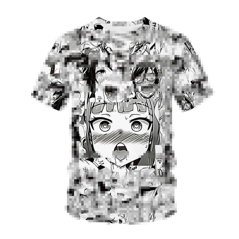 Ahegao T-shirt Anime 3D Print Men Women pop it Hentai Pattern O-Neck Hip Hop T Shirt Harajuku Casual Tops Sexy Girl Clothing