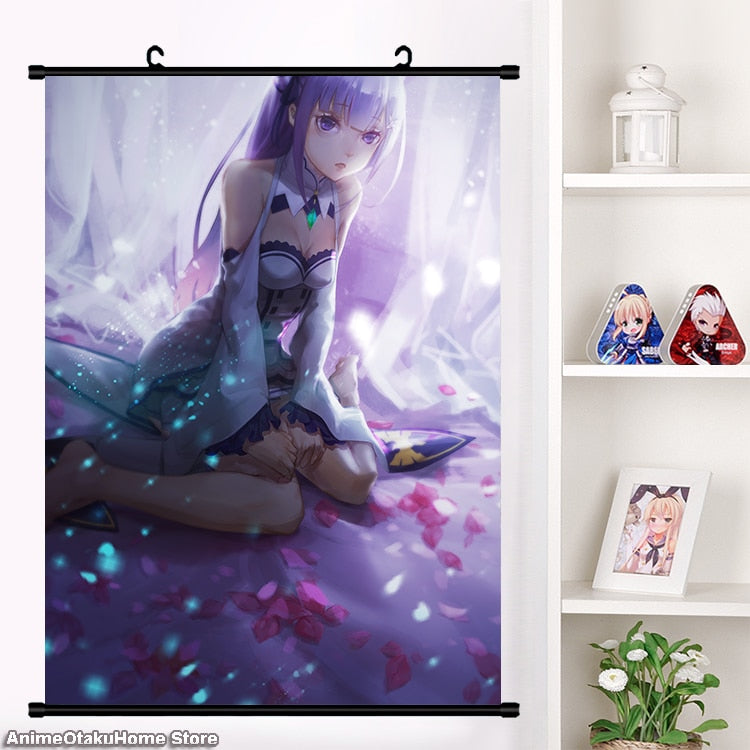 Anime Re:zero kara hajimeru isekai seikatsu Rem Ram Emilia Satella Girl Wall Scroll Mural Poster Wall Hanging Poster Home Decor