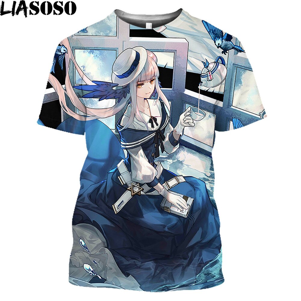 Arknights Vintage T Shirt Men Women Anime Cosplay Arknights Graphic Tee Casual O-Neck Kawaii Clothes Summer Plus Size Tops