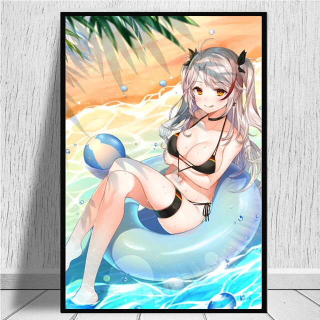 Canvas Nordic Painting Wall Art Azur Lane Prinz Eugen Anime Printed HD Sexy Poster Modular Pictures Home Decor Modular No Framed