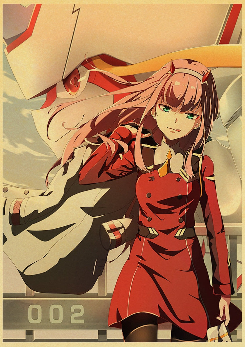 Japanese Anime  DARLING in the FRANXX Retro Poster Decoration Bedroom Living Room Kraft Paper Poster High Quality Wall Paper