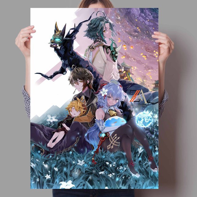 Japanese Anime Poster Genshin Impact Character Canvas Print Art Wall Decoration Mural For Family Children Room Decor Pictures