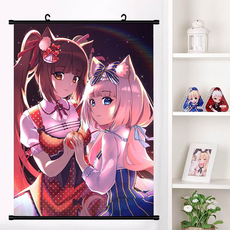 Anime NEKOPARA Neko Para Chocolat Vanilla Sexy Cute Wall Scroll Mural Poster Wall Hanging Poster Otaku Home Decor Collection Art