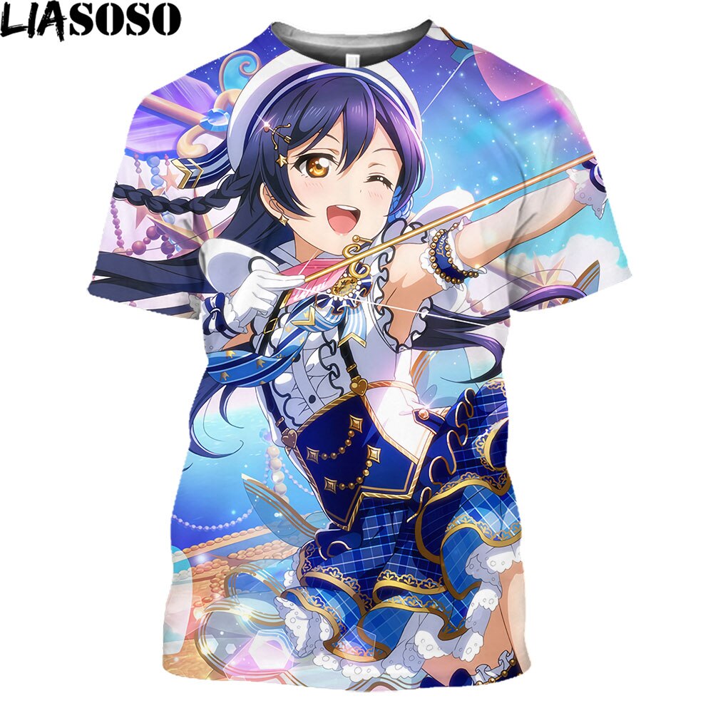 LIASOSO Summer 3D Love Live Printed Cartoon Cute Girl Anime Love Live Men And Women T-shirt Children's Hip Hop Short Sleeve