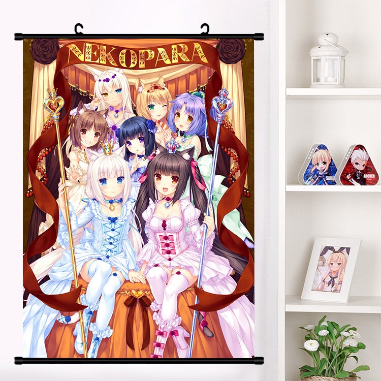 Anime NEKOPARA Neko Para Chocolat Vanilla Sexy Cute Wall Scroll Mural Poster Wall Hanging Poster Otaku Home Decor Collection Art