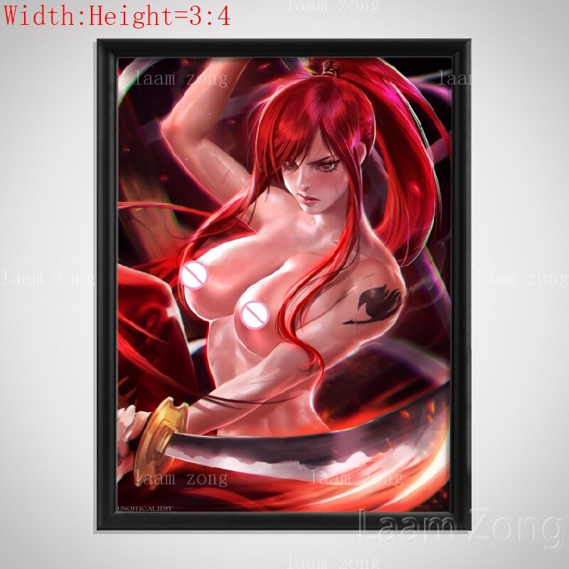 Fairy Tail Cartoon Erza Scarlet Bunny Girl Anime Sexy Nude Girl Kawaii Poster For Living Room Bedroom Decor Wall Custom