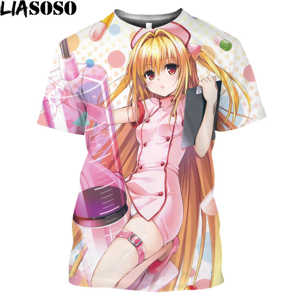 LIASOSO To Love Ru Printed T-Shirts Momo Belia Deviluke Eve Cospaly Tshirts Tops Men Cool Summer Tees Funny Streetwear T Shirt