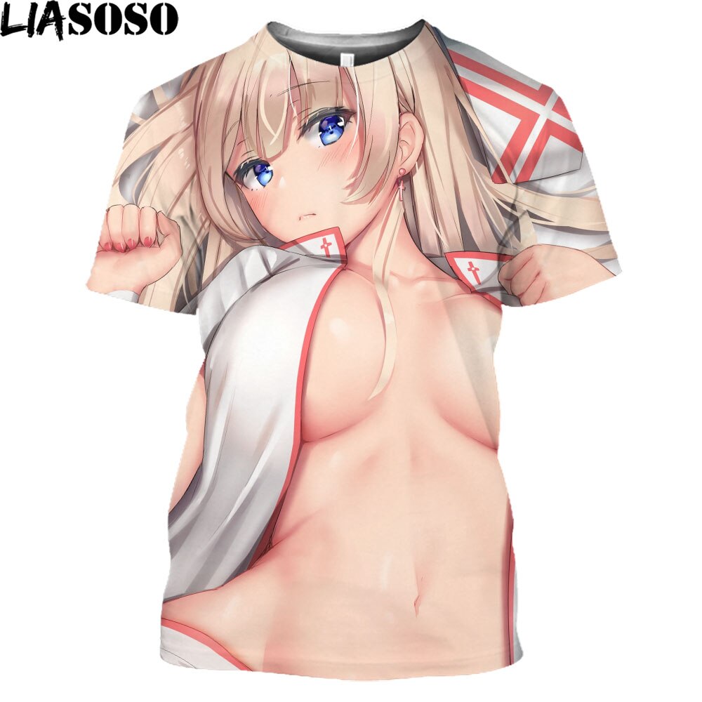 LIASOSO Anime Sexy Nurse Doctor Hot Sexy Body Loli Print Shirt 3D Summer Men Women T-shirt Holiday Otaku Clothing Maid Outfit