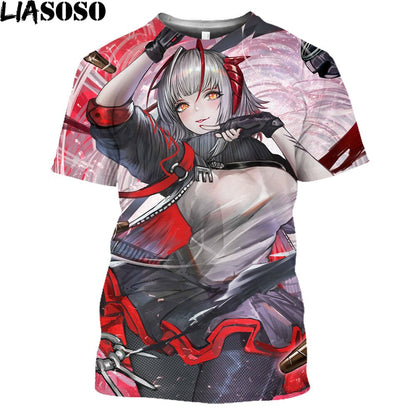 Arknights Vintage T Shirt Men Women Anime Cosplay Arknights Graphic Tee Casual O-Neck Kawaii Clothes Summer Plus Size Tops