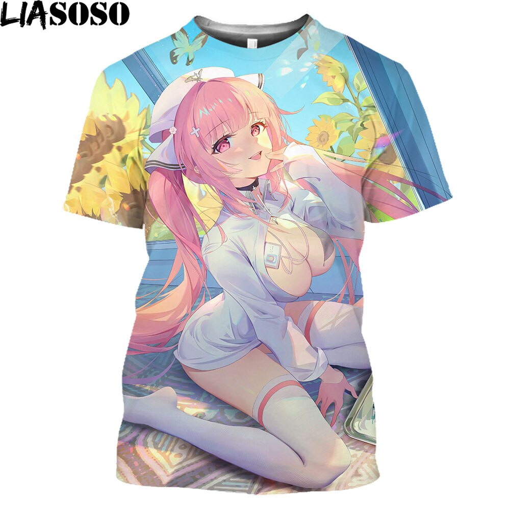 LIASOSO Anime Sexy Nurse Doctor Hot Sexy Body Loli Print Shirt 3D Summer Men Women T-shirt Holiday Otaku Clothing Maid Outfit