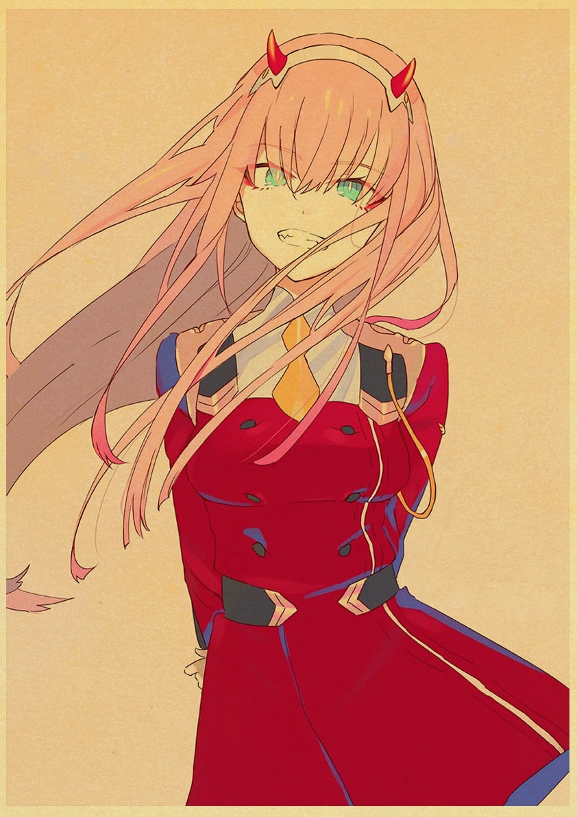 Japanese Anime  DARLING in the FRANXX Retro Poster Decoration Bedroom Living Room Kraft Paper Poster High Quality Wall Paper