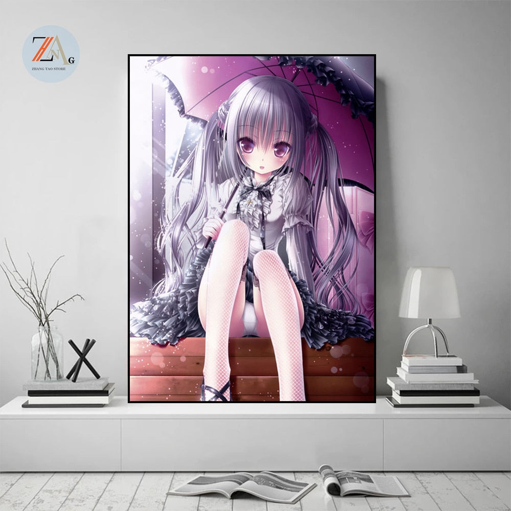 Girl Lolita Sweet Little Loli Anime Poster Canvas Picture Print Cuadros Wall Art Modern  Decoration Mural Room Decor Frameless