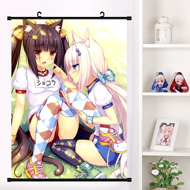 Anime NEKOPARA Neko Para Chocolat Vanilla Sexy Cute Wall Scroll Mural Poster Wall Hanging Poster Otaku Home Decor Collection Art