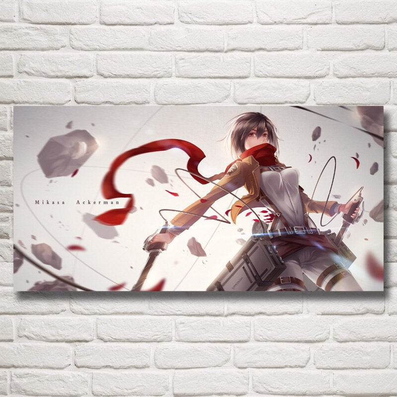 Shingeki No Kyojin Japanese Anime Girls Posters and Prints Silk Painting Art Home Decoration Wall Pictures Living Room Decor