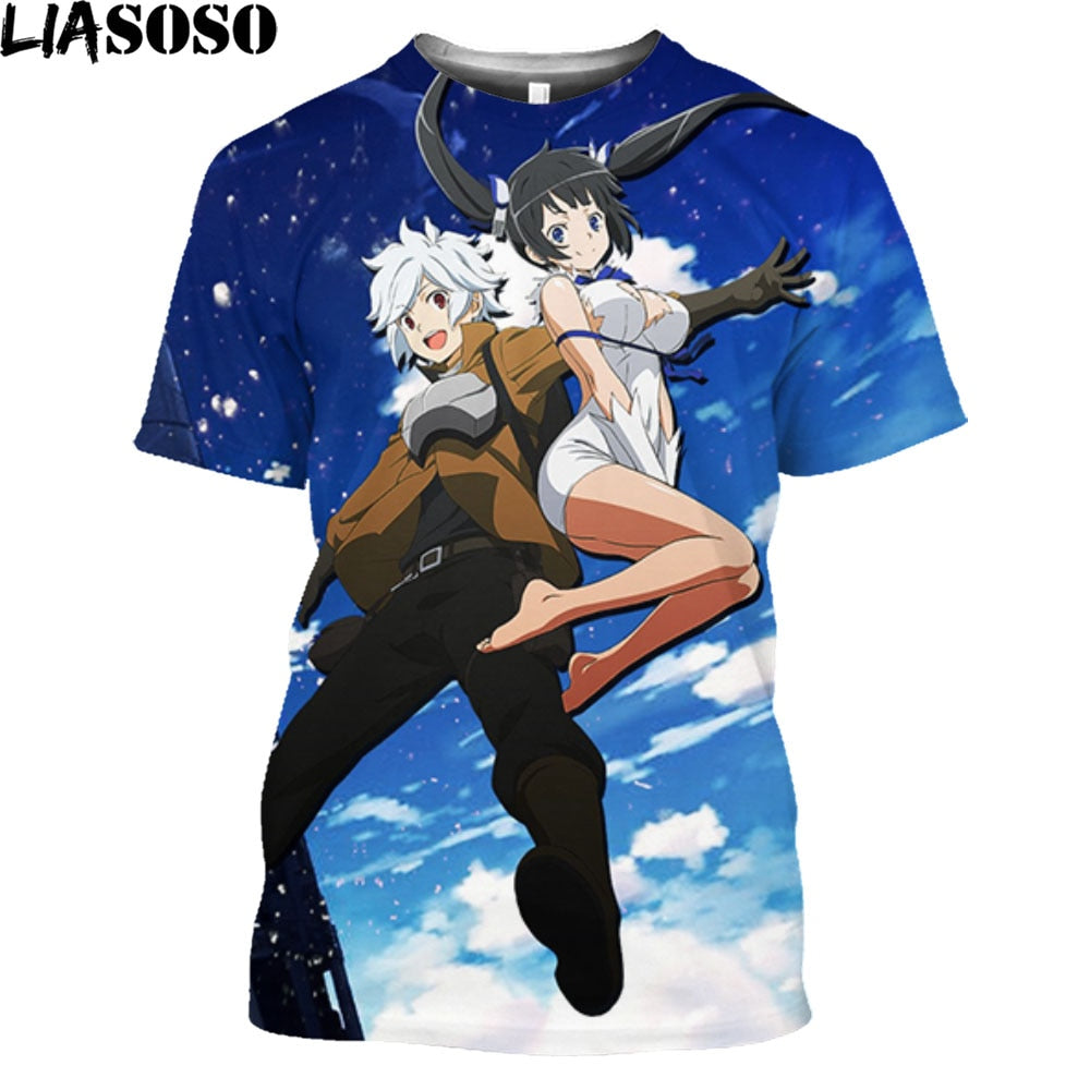 Anime Danmachi Hestia Naked Beauty Girl Print Graphic T Shirt Homme Sexy Virgin Killer Uniform Temptation Alternative Clothing