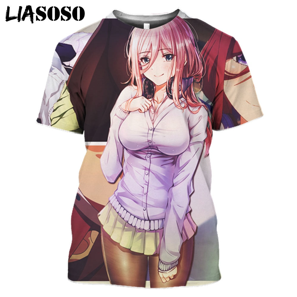 Nino Nakano The Quintessential Quintuplets Sexy Swimwear Girl Print Mangas Anime T Shirt Japanese Streetwear Otaku Oversize Tops