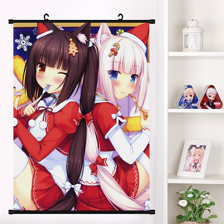 Anime NEKOPARA Neko Para Chocolat Vanilla Sexy Cute Wall Scroll Mural Poster Wall Hanging Poster Otaku Home Decor Collection Art