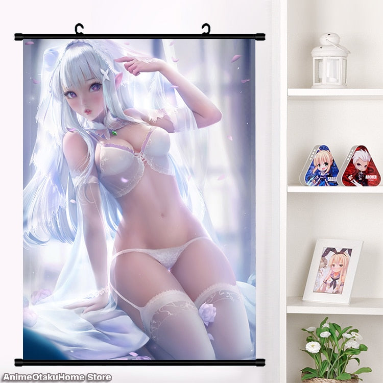 Anime Re:zero kara hajimeru isekai seikatsu Rem Ram Emilia Satella Girl Wall Scroll Mural Poster Wall Hanging Poster Home Decor