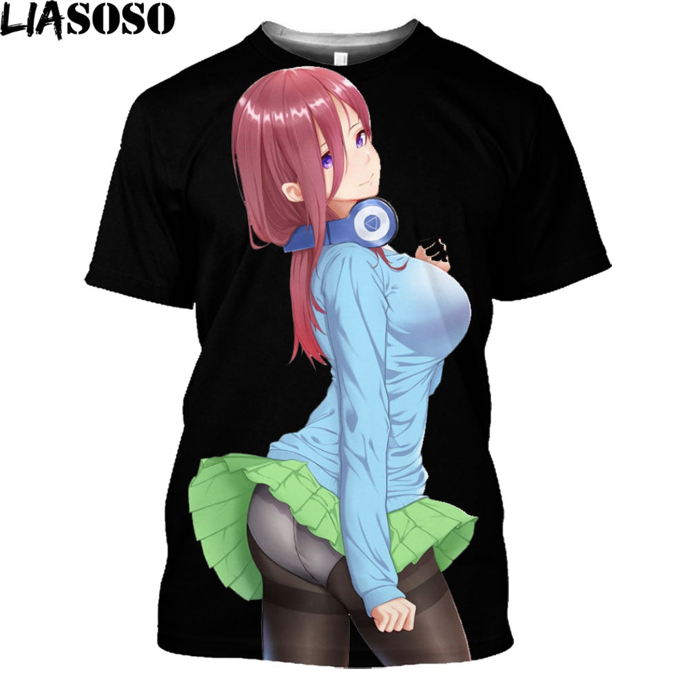 Nino Nakano The Quintessential Quintuplets Sexy Swimwear Girl Print Mangas Anime T Shirt Japanese Streetwear Otaku Oversize Tops