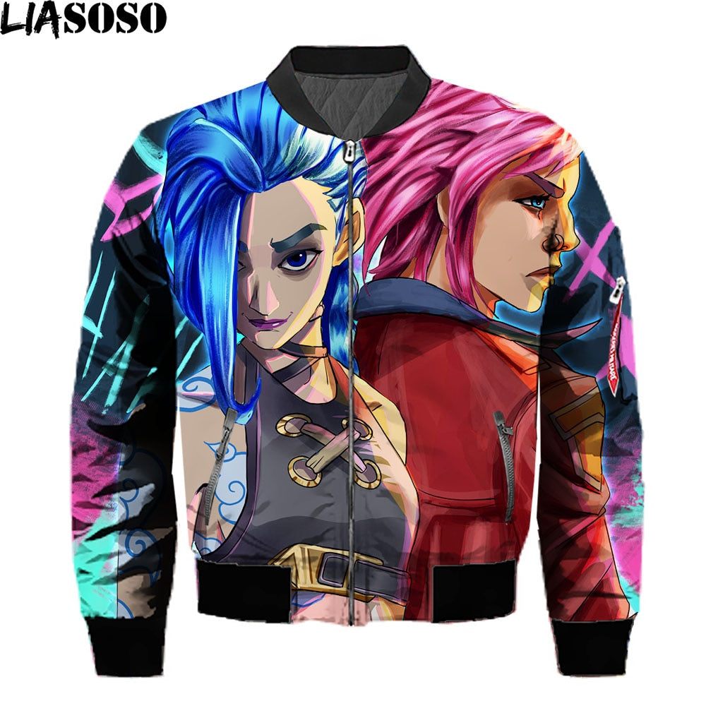 Anime Arcane League Of Legends 3D Printed Jackets Man Game LOL Punk Casual Bomber Jackets Harajuku Tops Coat Black Friday 2021