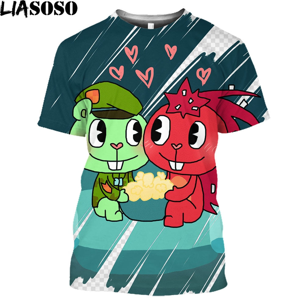 Anime Happy Tree Friends Men/Women New Fashion Cool 3D Printed T-shirts Trendy Leisure Tshirt Streetwear Tops Drop Shipping