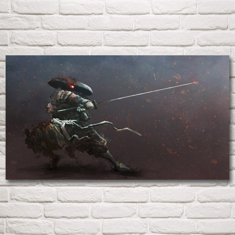 Samurai Katana Japanese Anime Posters and Prints Wall Art Living Room Silk Painting Bedroom Decoration Home Decor Pictures