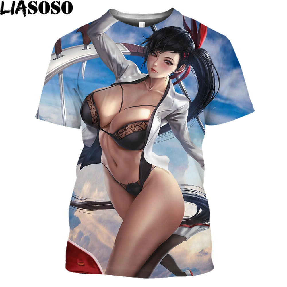 LIASOSO Summer Beach Bikini Model Print Shirt 3D Men Women T-shirt Hip Hop Trendy Passion Otaku Oversize T-shirts Man Clothing