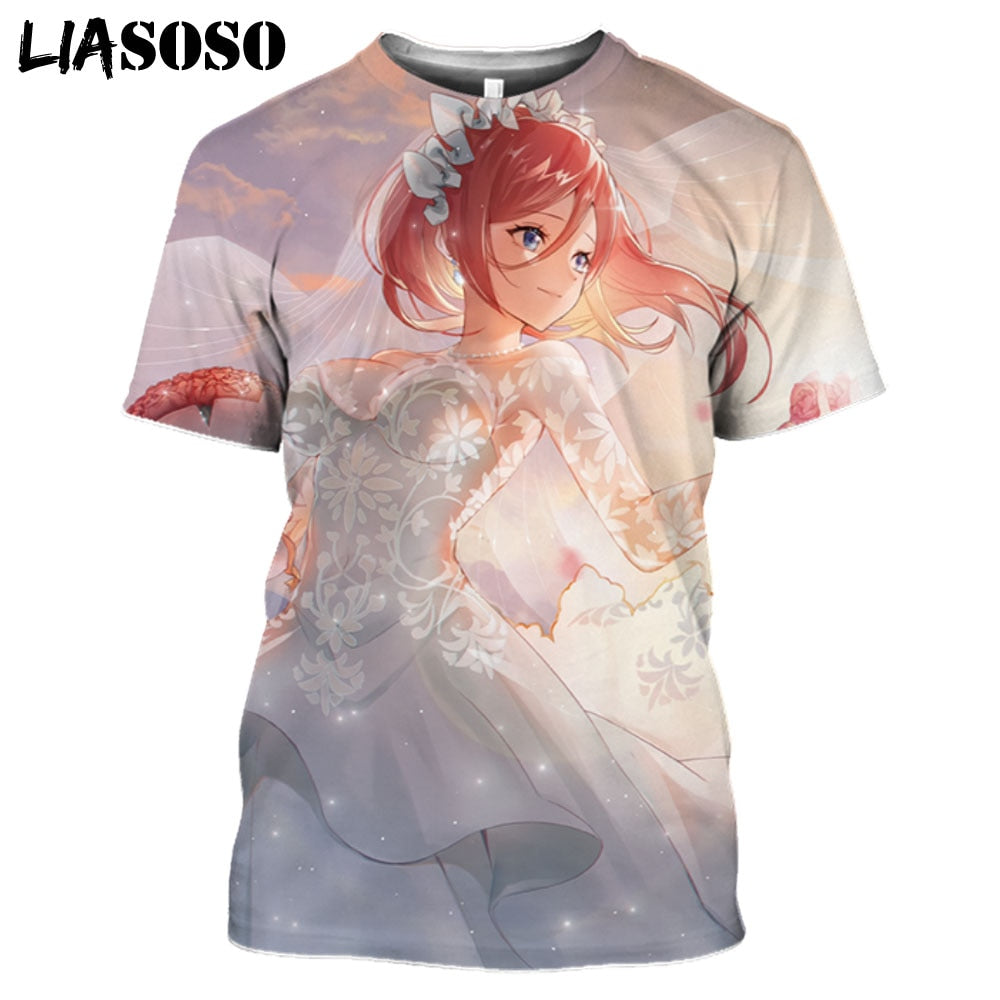 Nino Nakano The Quintessential Quintuplets Sexy Swimwear Girl Print Mangas Anime T Shirt Japanese Streetwear Otaku Oversize Tops