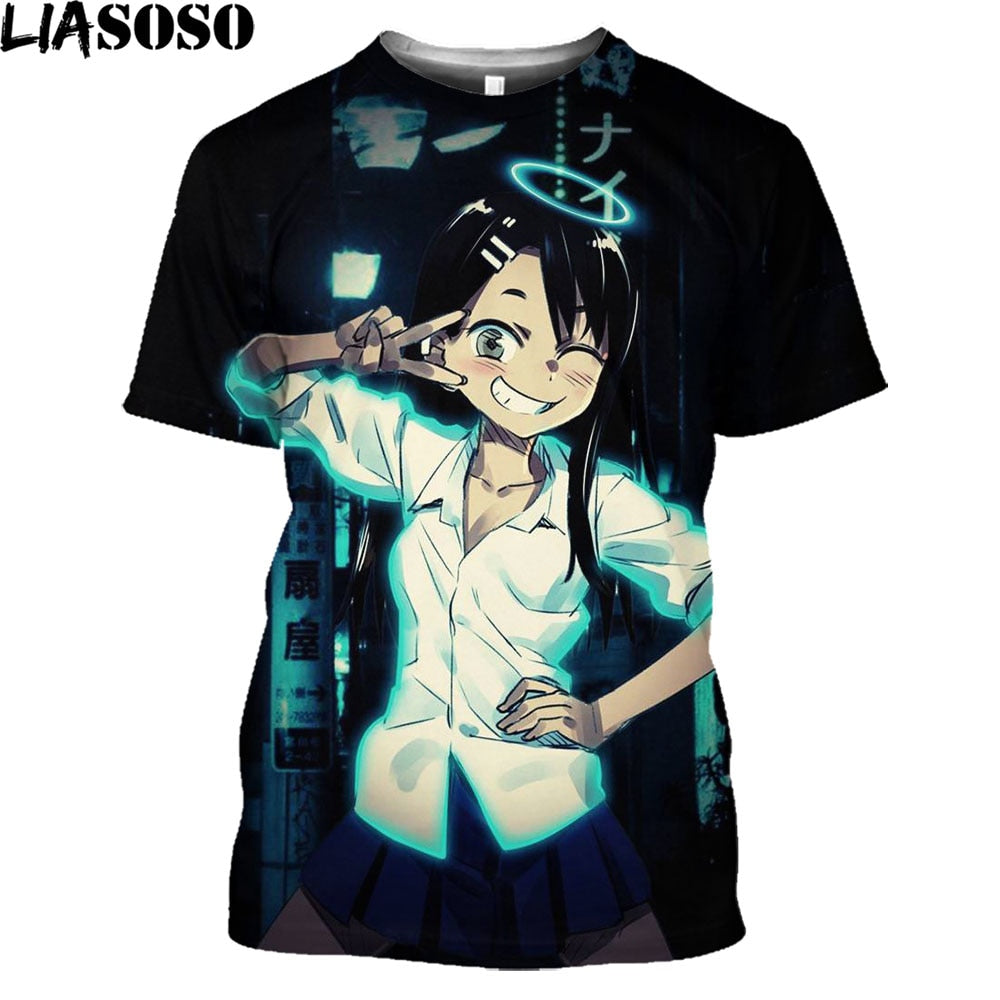 Anime Don't Toy with Me Miss Nagatoro T Shirt Harajuku Summer Short Sleeve Oversized T-shirt Unisex Casual Hentai Girl Tops Tees