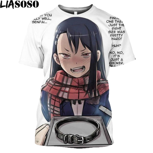 Anime Don't Toy with Me Miss Nagatoro T Shirt Harajuku Summer Short Sleeve Oversized T-shirt Unisex Casual Hentai Girl Tops Tees