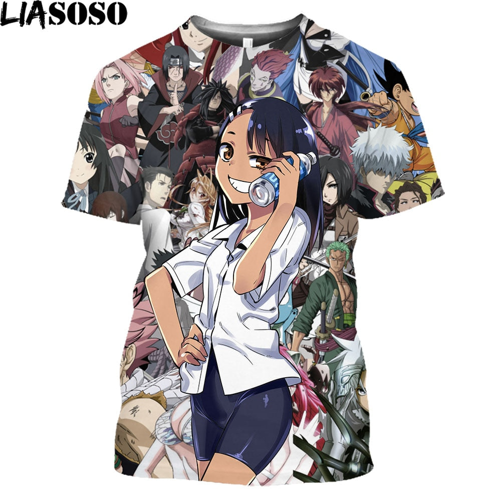 Anime Don't Toy with Me Miss Nagatoro T Shirt Harajuku Summer Short Sleeve Oversized T-shirt Unisex Casual Hentai Girl Tops Tees