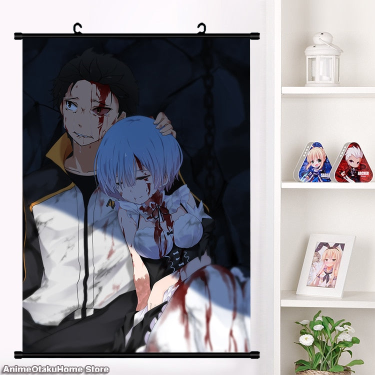 Anime Re:zero kara hajimeru isekai seikatsu Rem Ram Emilia Satella Girl Wall Scroll Mural Poster Wall Hanging Poster Home Decor