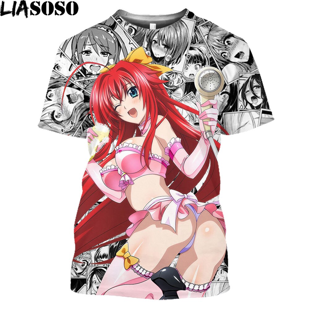 High School DXD Anime T Shirts Men Cosplay Sexy Girl Rias Cartoon T-shirt Hentai Temptation Japanese Streetwear Hip Hop Tops