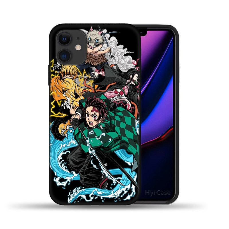 Demon Slayer Japan Anime Phone Case For iPhone 11 12 Pro Max X XS XR 6 6S 7 8 Plus 5S SE 2020 12Pro 12Mini Black Silicone Cover