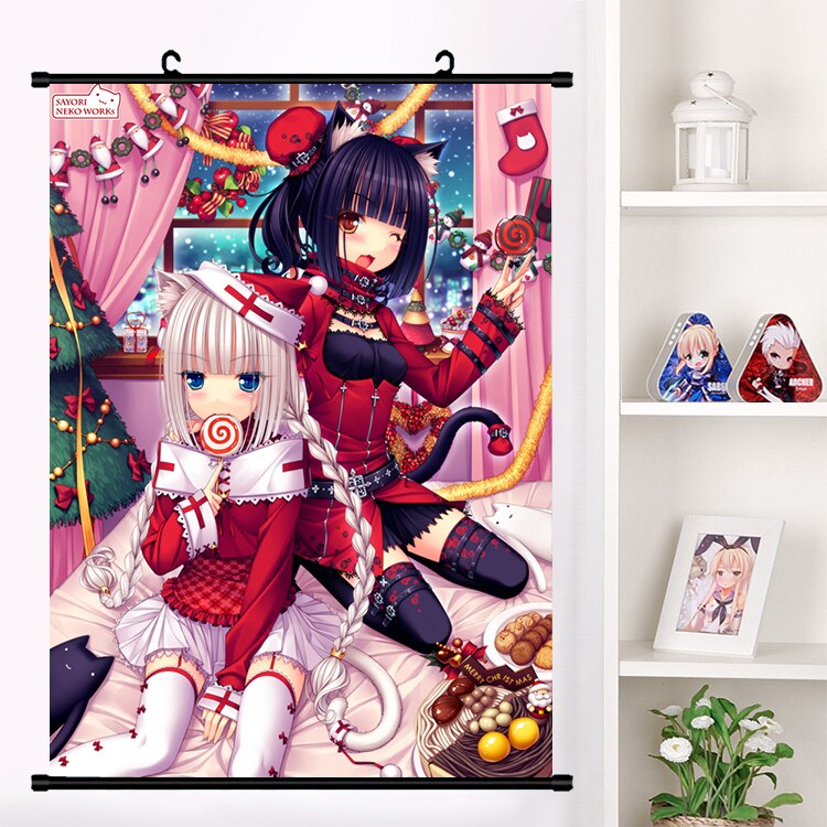 Anime NEKOPARA Neko Para Chocolat Vanilla Sexy Cute Wall Scroll Mural Poster Wall Hanging Poster Otaku Home Decor Collection Art