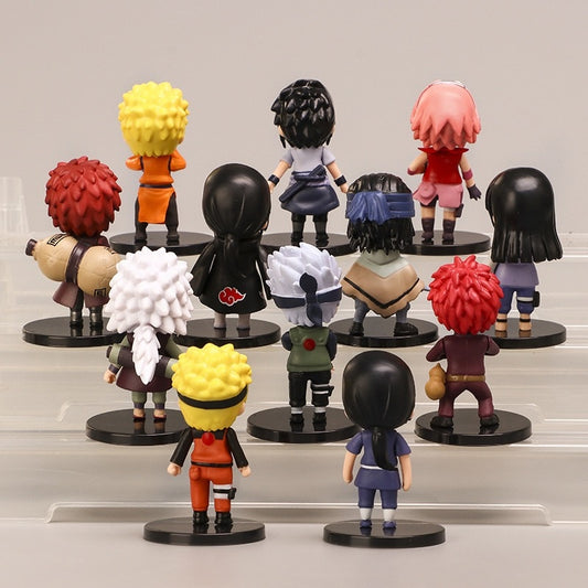 12pcs/set Naruto Anime Shippuden Hinata Sasuke Itachi Kakashi Gaara Jiraiya Sakura Q Version PVC Figures Toys Dolls Kid Gift