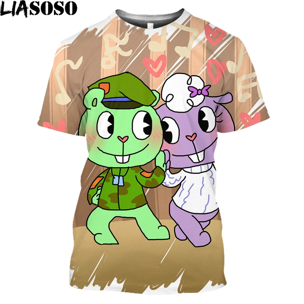 Anime Happy Tree Friends Men/Women New Fashion Cool 3D Printed T-shirts Trendy Leisure Tshirt Streetwear Tops Drop Shipping